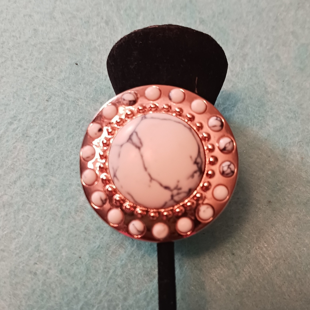 Ring- Big TINY DEVOTIONS, Copper Color With White Marble Stone? Accents